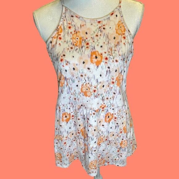 ANN TAYLOR LOFT tank top tee Size Medium floral pattern - Picture 1 of 7